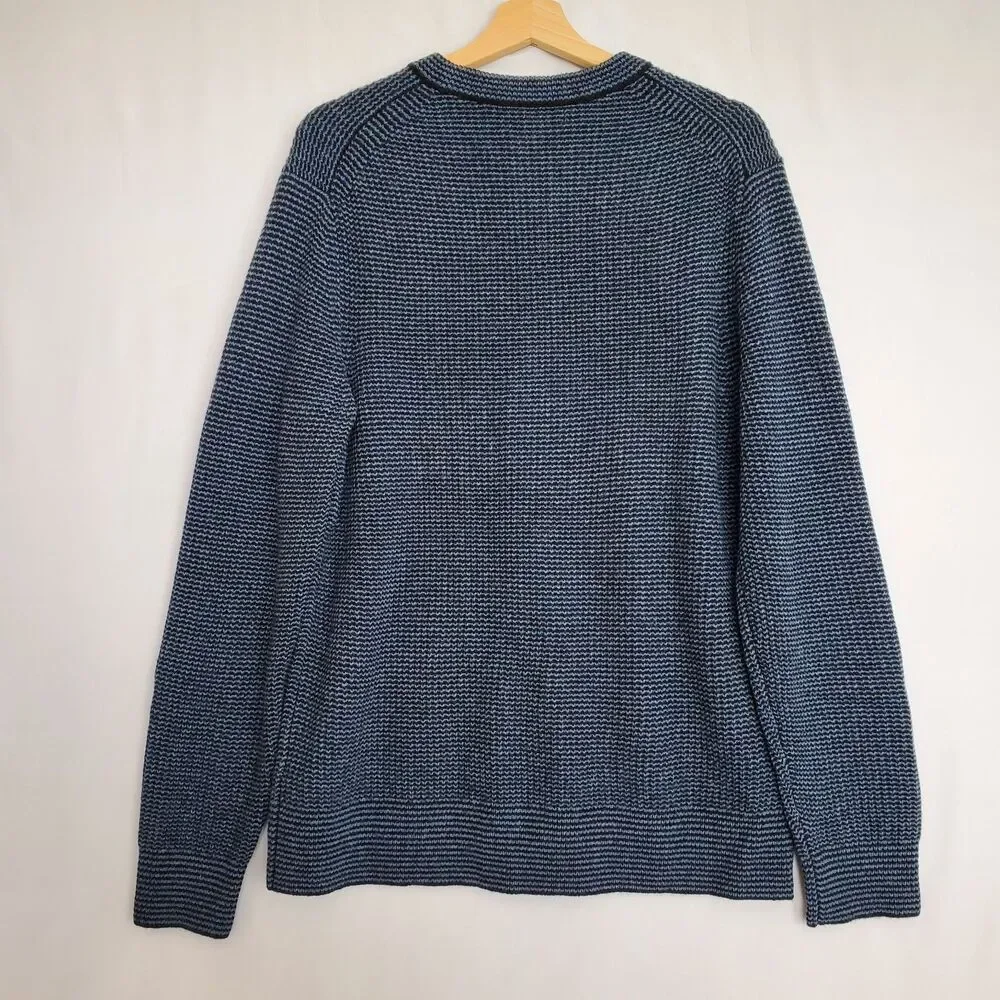 Banana Republic Men Sweater LG Recycled Italian Wool Blend Soft Variegated Navy